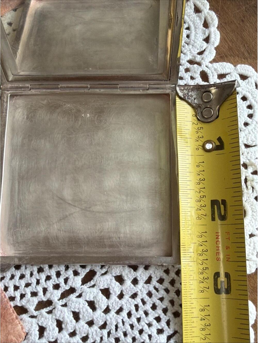 Vtg Polish Art Deco 900 Silver Compact 1920s Warsaw 2W Floral Chased Sifter Puff - Picture 12 of 13